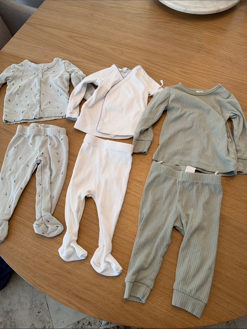 3 long sleeve top and bottoms